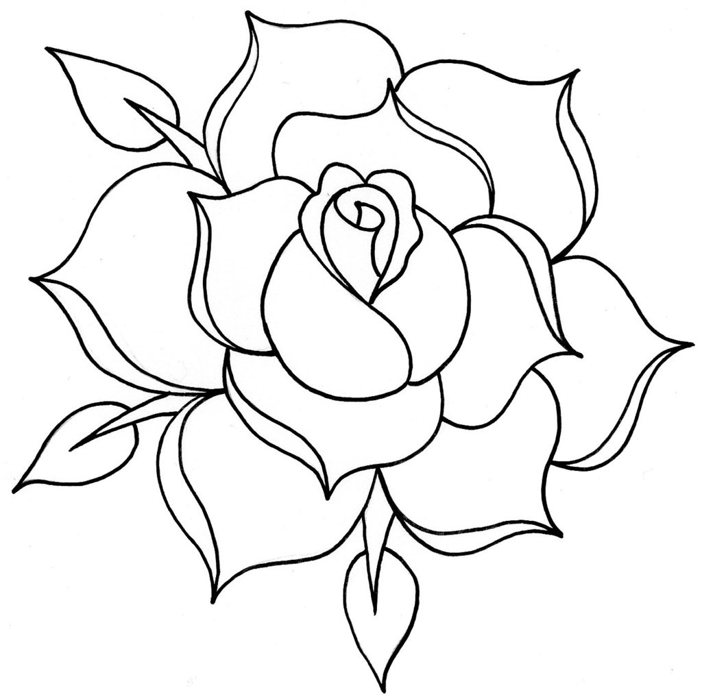 Rose Outline Drawing Line Drawing Rose Clipartsco